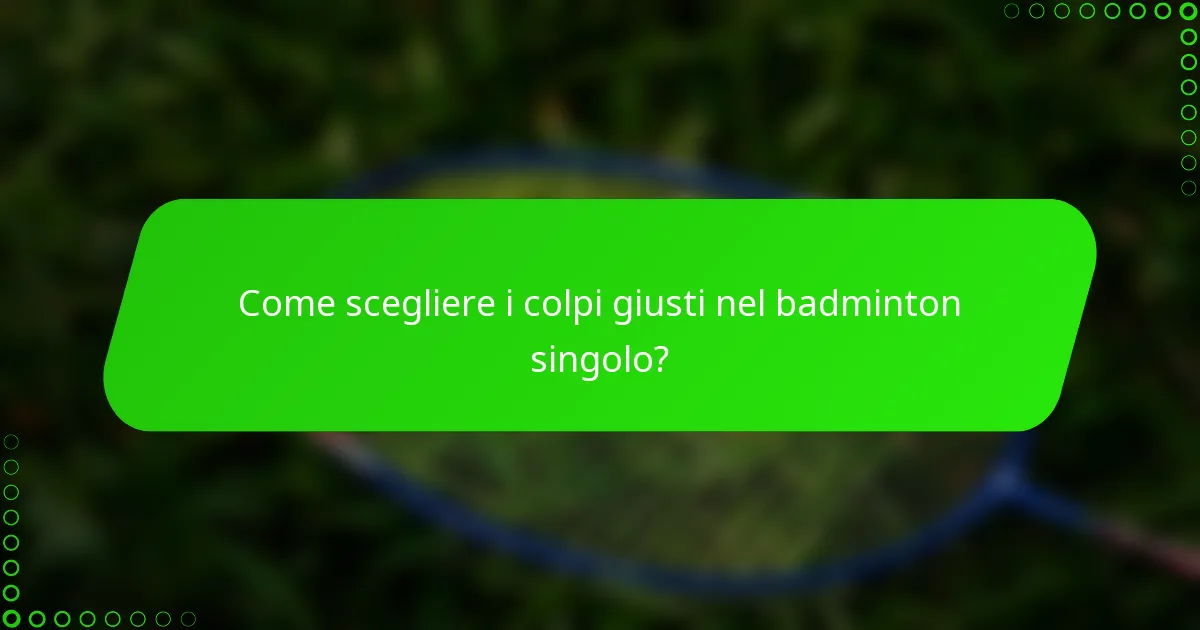 Come scegliere i colpi giusti nel badminton singolo?