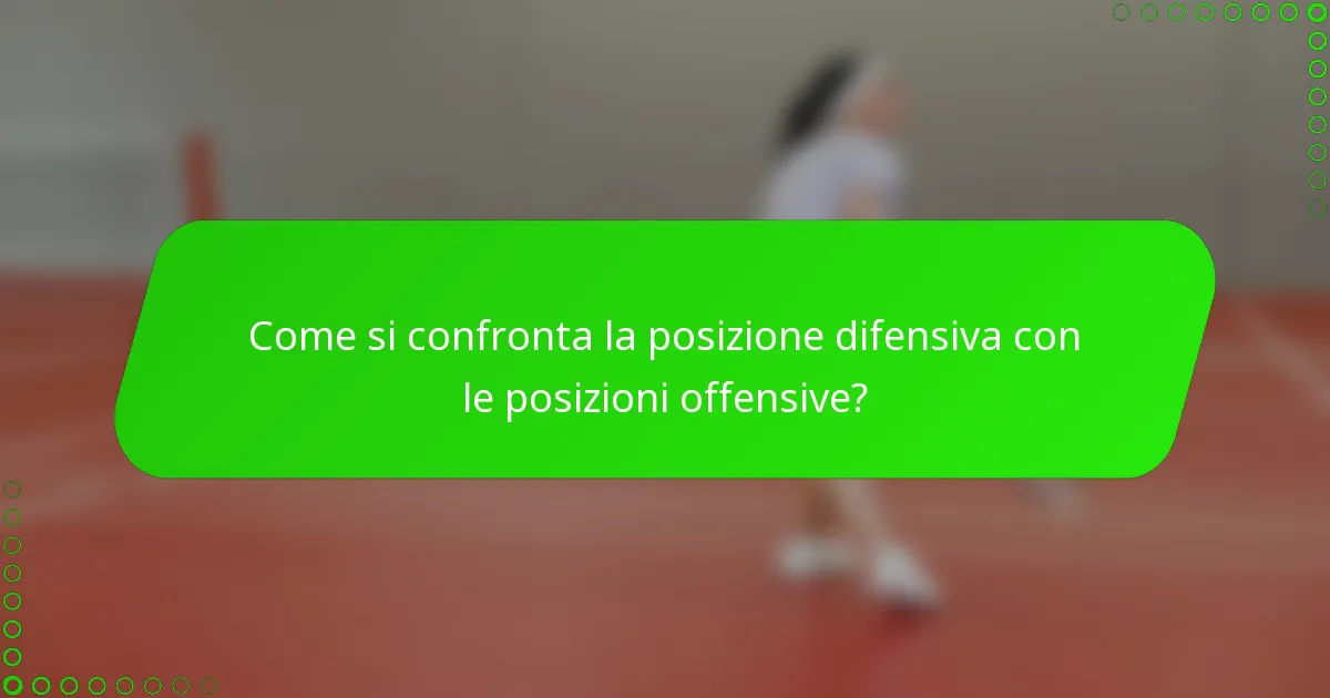 Come si confronta la posizione difensiva con le posizioni offensive?