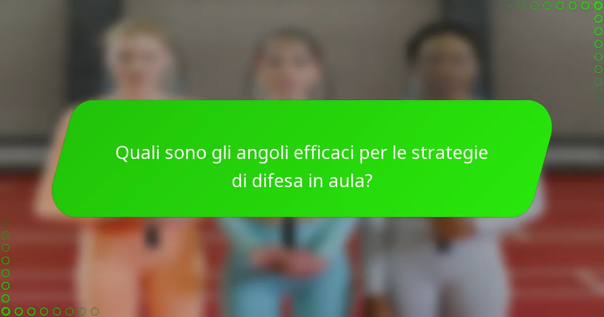 Quali sono gli angoli efficaci per le strategie di difesa in aula?